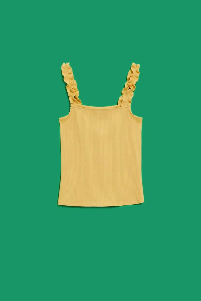 Prążkowany top damski żółty