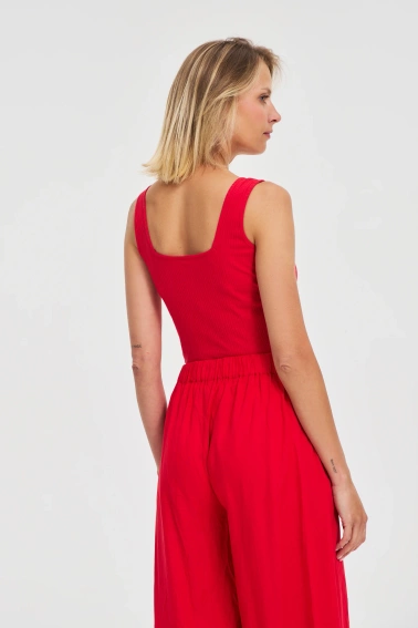 Prążkowany top czerwony