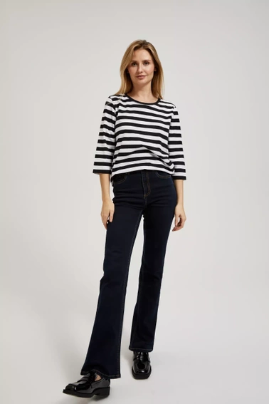 Bluzka w paski z rękawami 3/4 czarno-biała