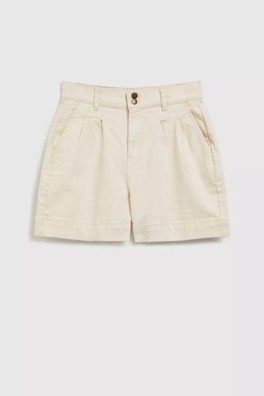Szorty z wysokim stanem zapinane na guziki beżowe