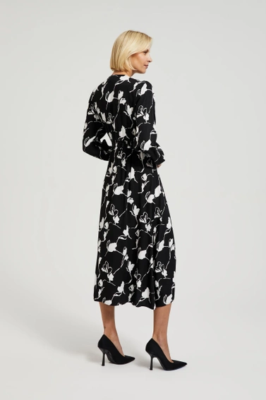 Wiskozowa sukienka z printem czarna