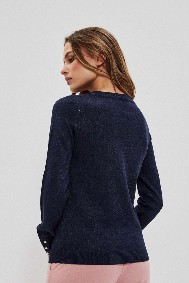 Sweter z metaliczną nitką granatowy