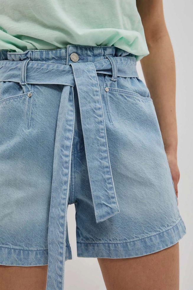 Szorty z wysokim stanem błękitne