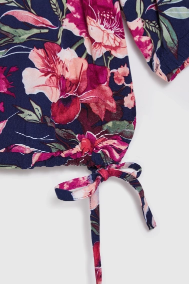 Koszula z wiskozy w kwiaty granatowa
