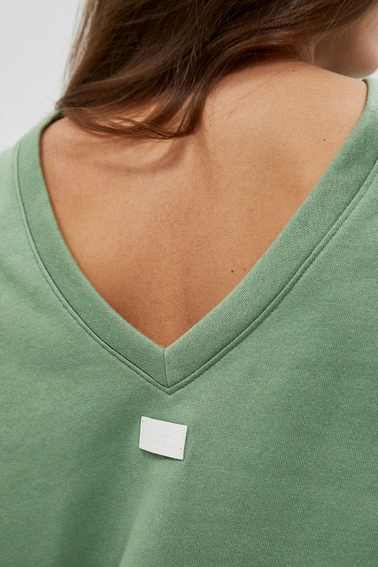 Bluza z dekoltem na plecach oliwkowa