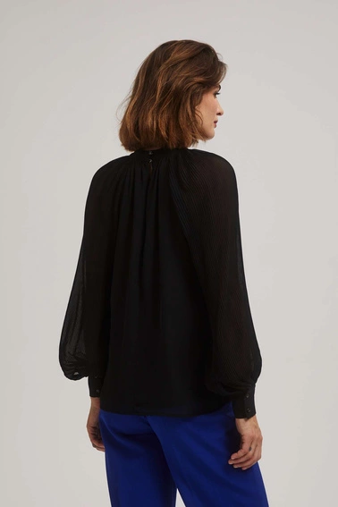 Koszula z plisowanymi rękawami czarna