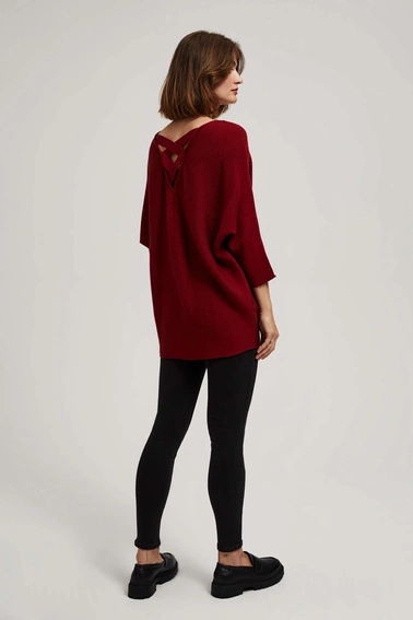 Sweter typu nietoperz bordowy