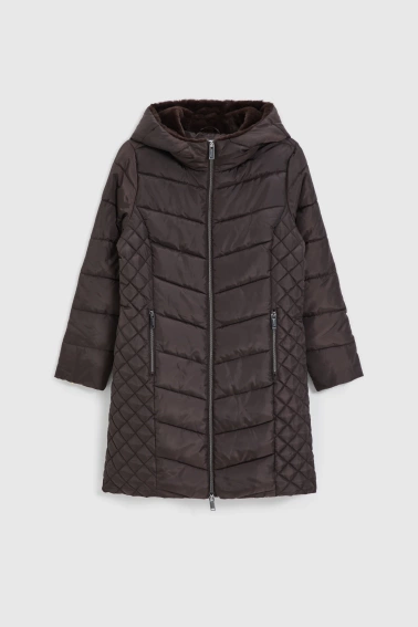 Kurtka z ocieplanym kapturem brązowa