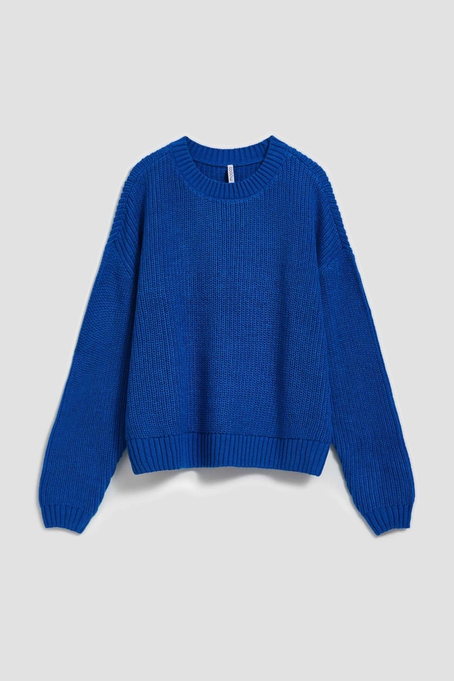 Sweter z okrągłym dekoltem lazurowy