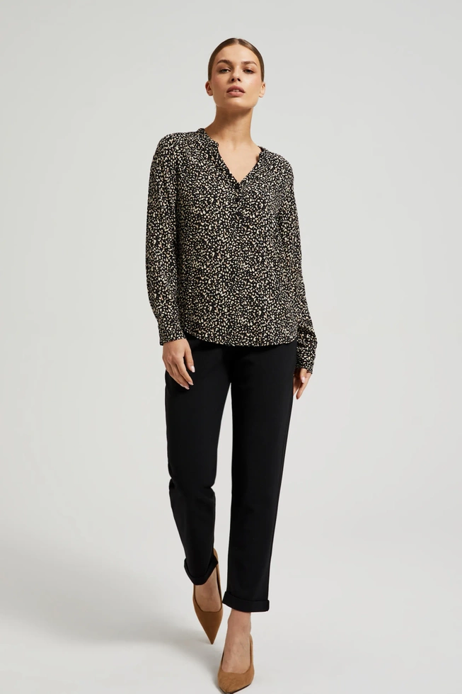 Wzorzysta koszula z długimi rękawami czarna
