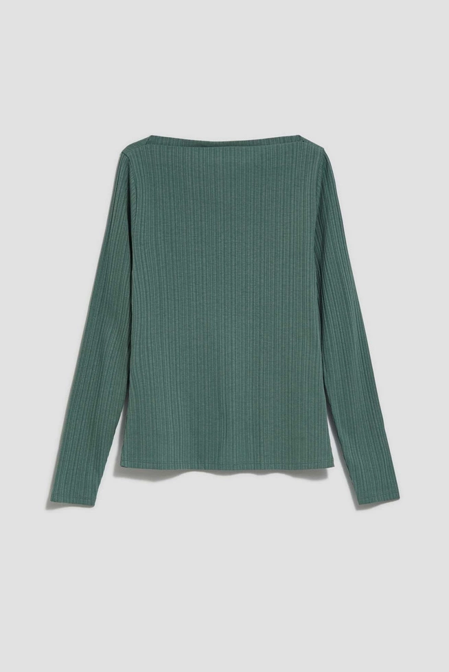 Bluzka z prążkowanej dzianiny oliwkowa