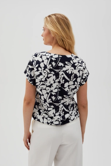 Wiskozowa koszula z zamkiem granatowa