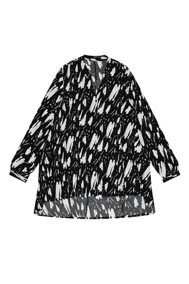 Długa koszula z wiskozy zapinana na guziki czarna