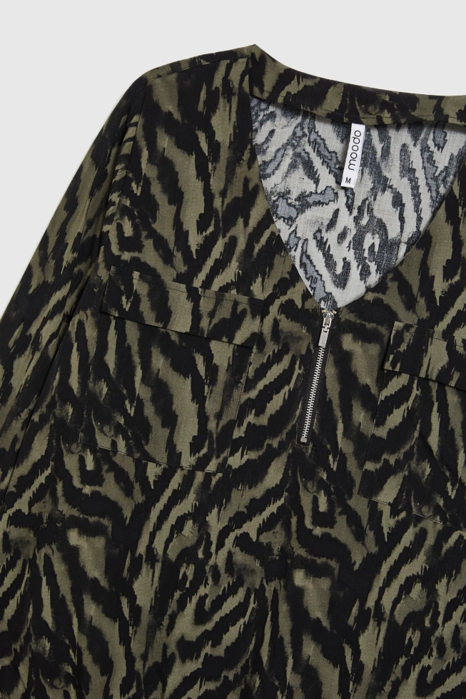 Koszula z wiskozy oliwkowa