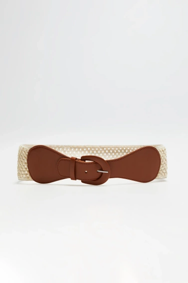 Szeroki pasek beżowy z klamrą 