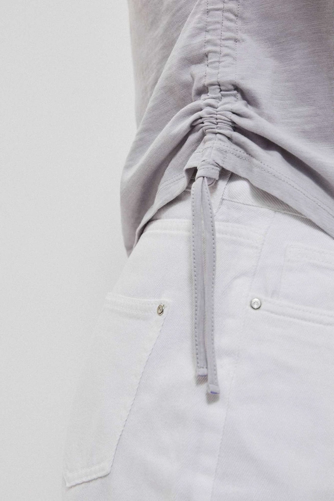 Bawełniana bluzka ze ściągaczem szara