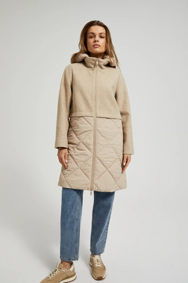 Kurtka z odpinanym kapturem beżowa
