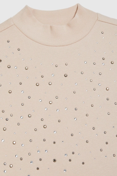 Bluzka z dżetami beżowa