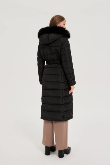Długa kurtka z kapturem czarna