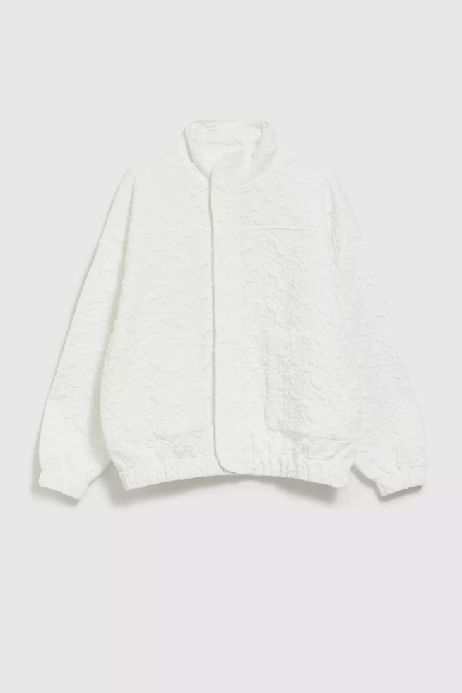 Bluza zapinana na zamek z długimi rękawami biała