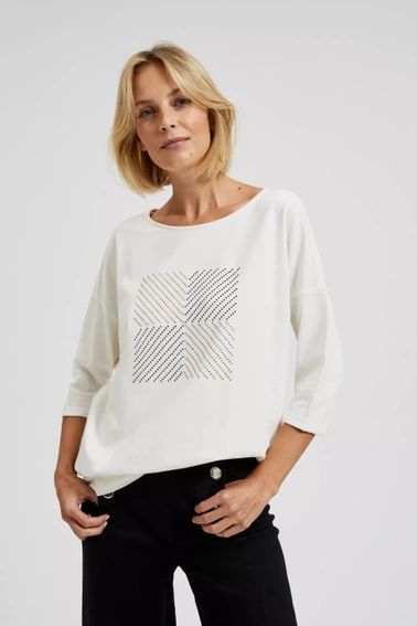 Bluza z rękawami 3/4 biała