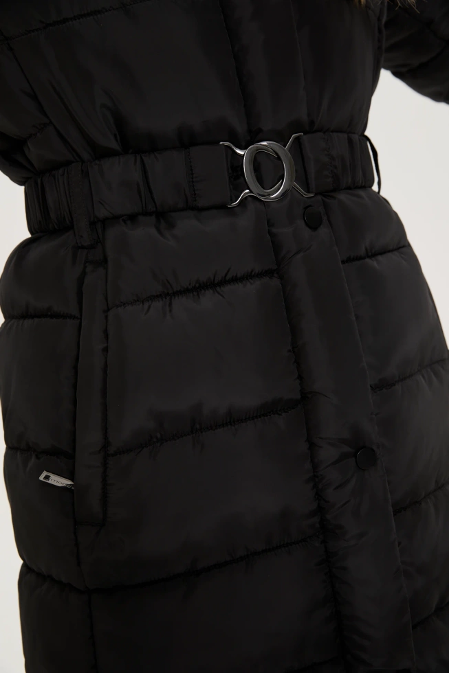 Długa kurtka z kapturem czarna