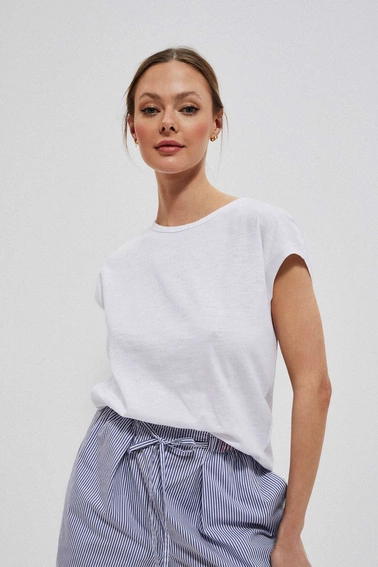 Bluzka z ozdobnym tyłem i krótkimi rękawami biała