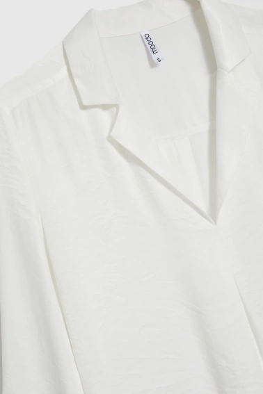 Gładka koszula z wiskozy biała