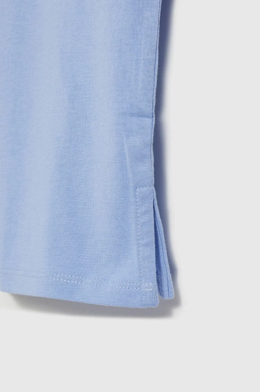 Bawełniny t-shirt z dekoltem w serek niebieski