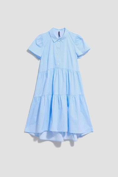 Koszulowa sukienka biało niebieska