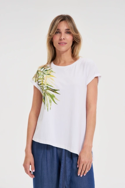 T-shirt z okrągłym dekoltem biały