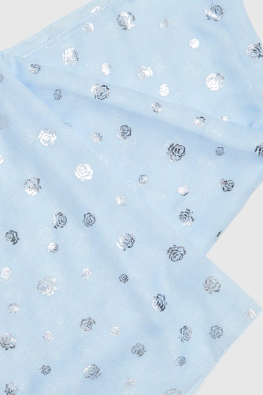 Szal ze srebrnym nadrukiem błękitny