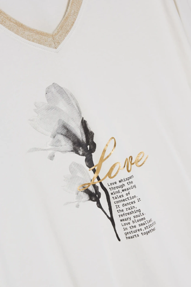 Bawełniana bluzka z nadrukiem biała