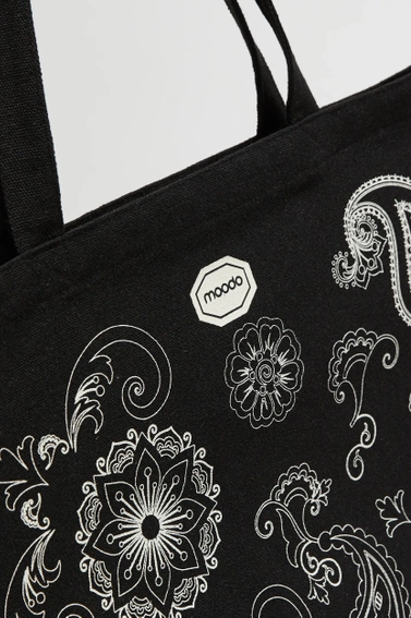 Torba shopper z nadrukiem czarna