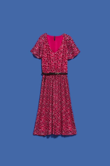 Sukienka z plisowanym dołem truskawkowa