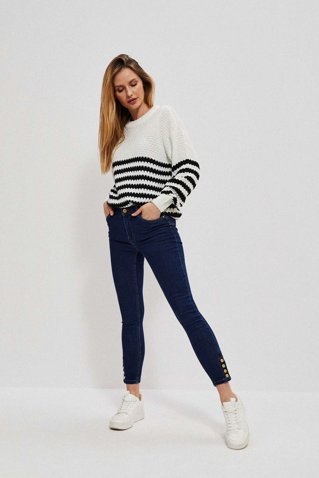 Jeansy skinny z guzikami granatowe