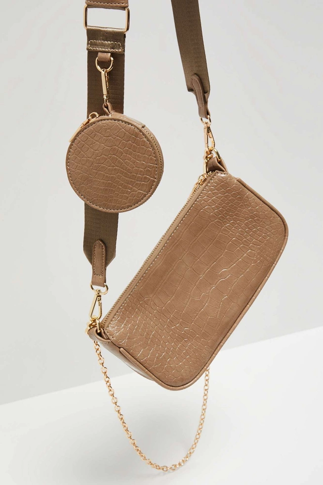 Torebka na ramię ciemnobeżowa