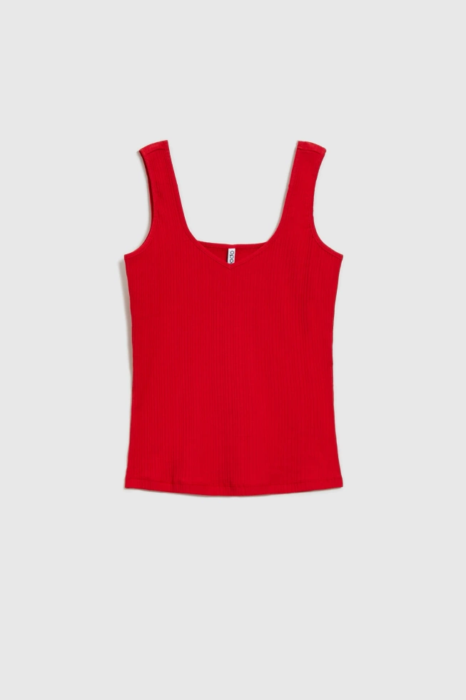 Prążkowany top czerwony