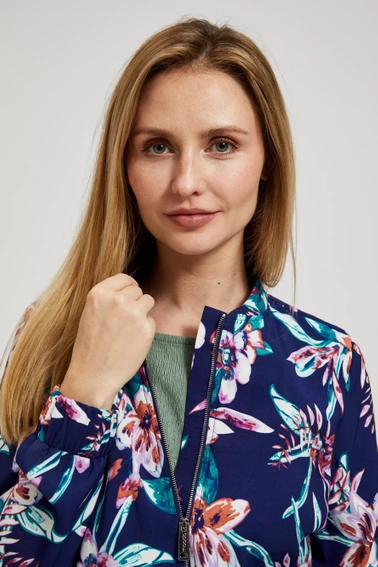 Bomberka z kwiatowym printem granatowa