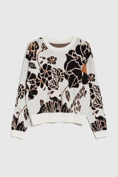 Sweter z kwiaty ecru