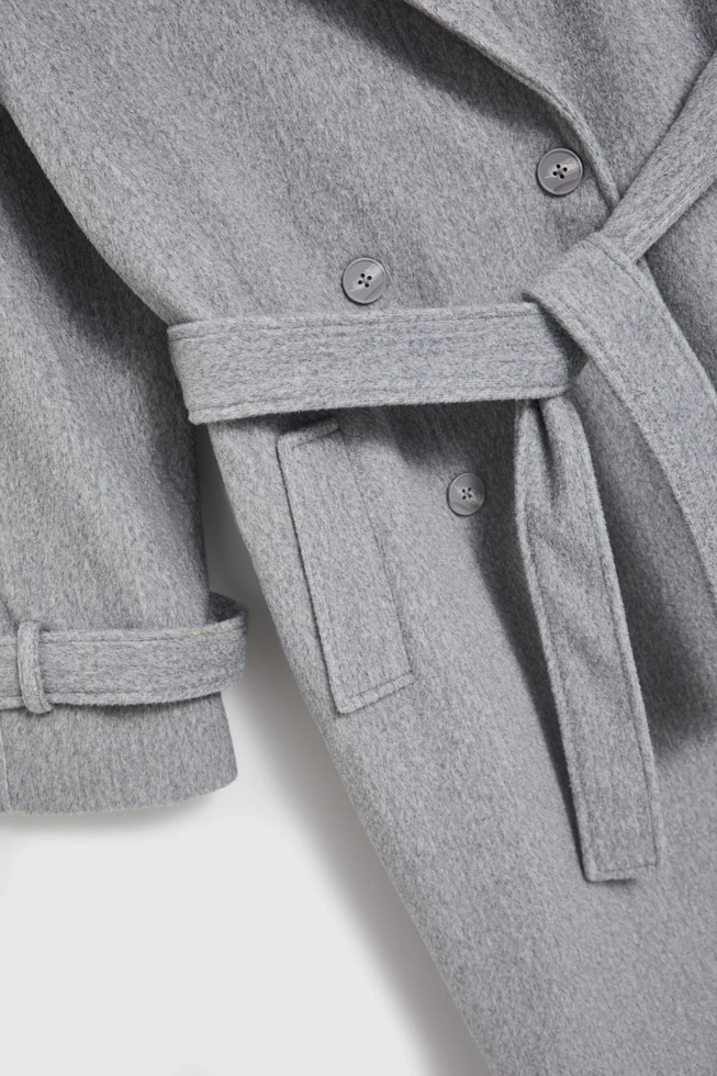 Płaszcz oversize z paskiem szary