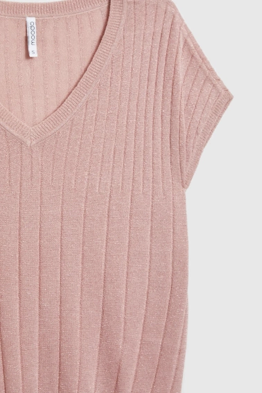 Sweter z krótkimi rękawami różowy