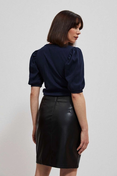 Bluzka z bufiastymi rękawami granatowa