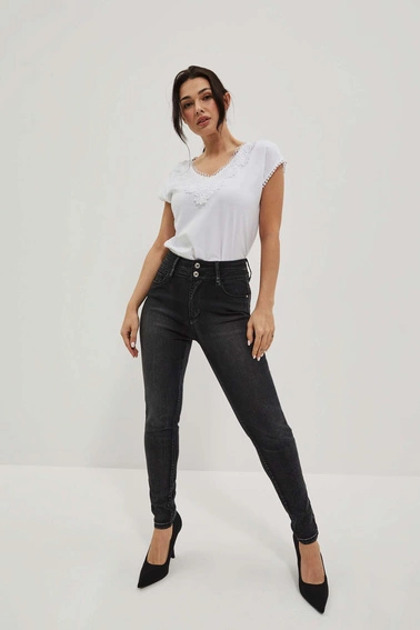 Bawełniana bluzka z koronką biała