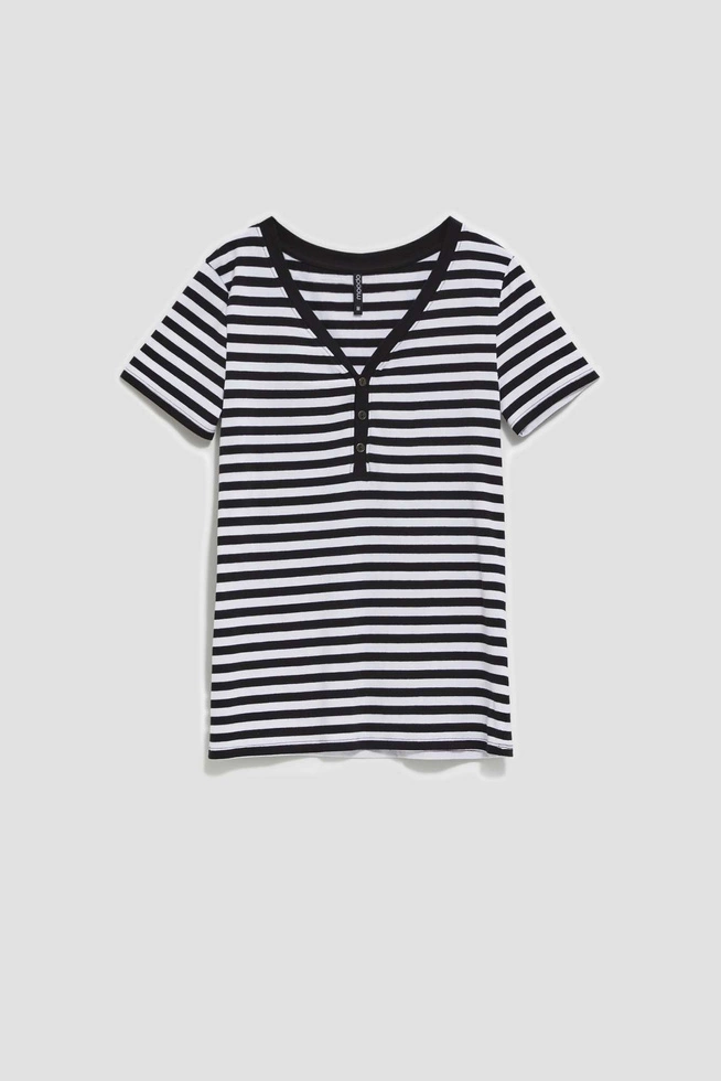 Bawełniana bluzka w paski czarna