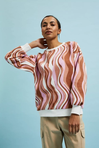 Bluza wkładana przez głowę z geometrycznym wzorem brązowa