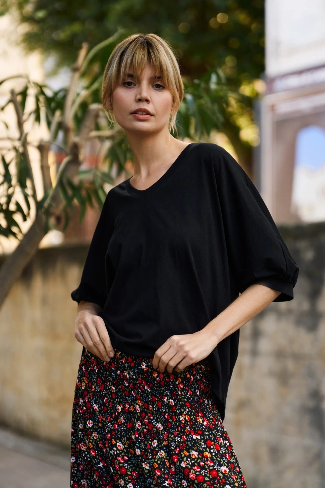 Bawełniana bluzka oversize czarna