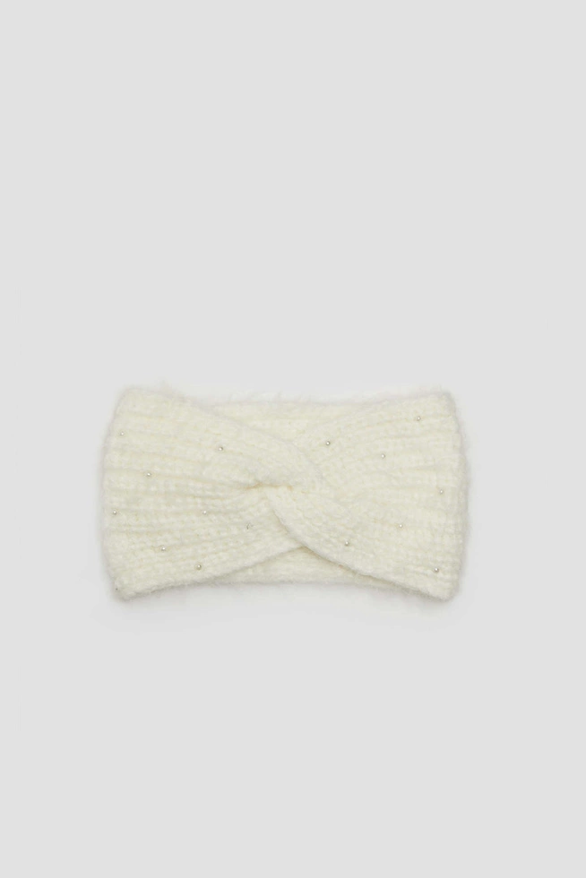 Ciepła opaska na głowę perłowa