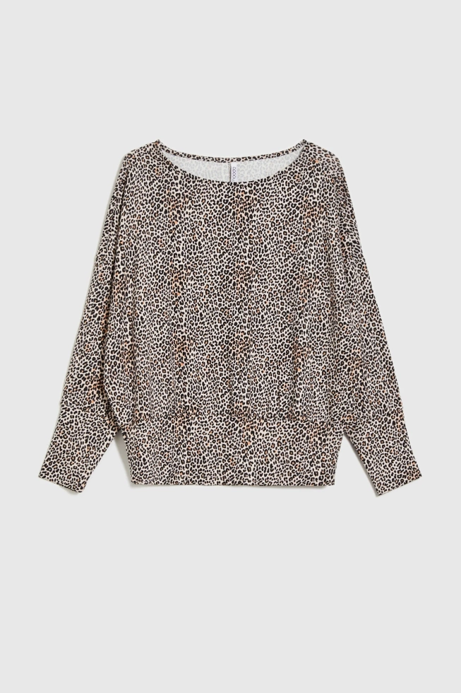 Sweter w panterkę beżowy