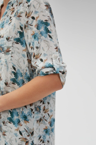 Wiskozowa koszula z kwiatowym wzorem zielona